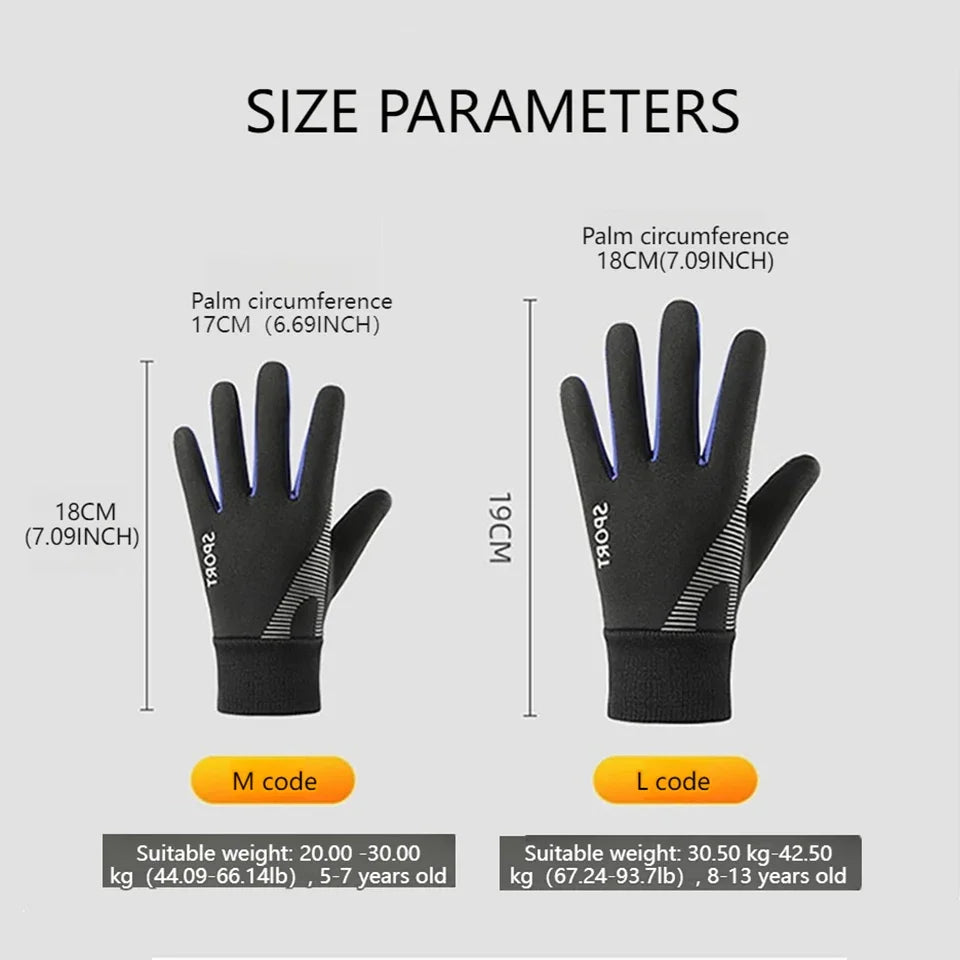 1 Pair Kids Winter Warm Sports Gloves - Cold Weather Water-Resistant Children Mittens Age 5-13 Years Boys Girls
