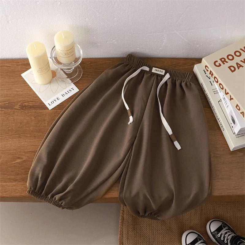 1-5 Years Children's Pants Summer New Korean Loose Fit for Boys and Girls Solid Color Casual Sports Pant Baby Kids Jogger Pants