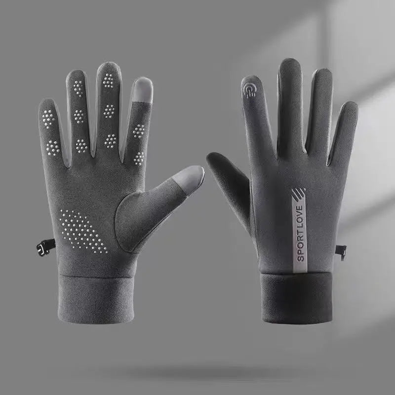 Leather Gloves for Men in Winter, Warm and Cold Resistant, Cycling Waterproof, Touch Screen, Motorcycle Windproof Gloves