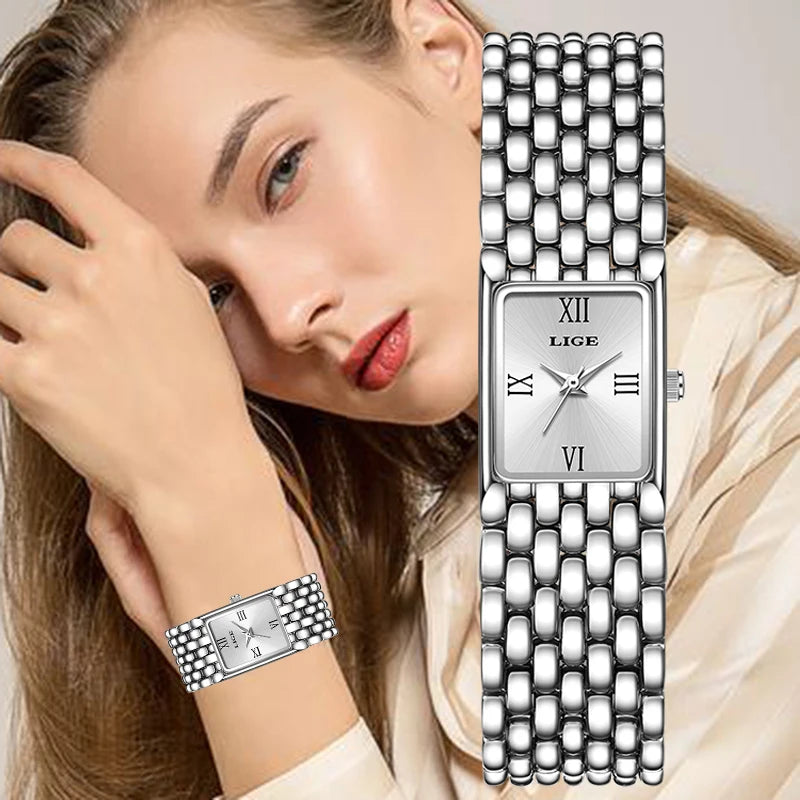 2025 LIGE TOP women's watch quartz stainless steel strap women watches luxury casual waterproof  Watch for Women montre femme