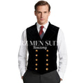 Mens Velvet Suit Vest Retro Lapel Double Breasted Tuxedo Vests Victorian Formal Waistcoat chaleco hombre