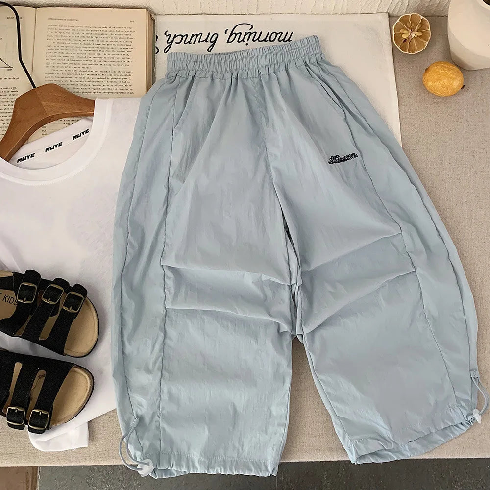 Children Clothing Kids Fashion Korean Style Versatile Long Pants 2026 Summer New Boys Solid Color Simple Casual Pants
