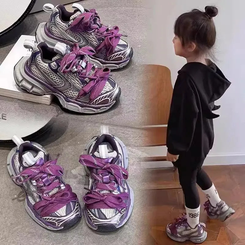 Children's Sneakers Chunky 2026 New Girls Basketball Shoes Fashion Versatile Kids Causal Boys Sports Shoes for School Breathable