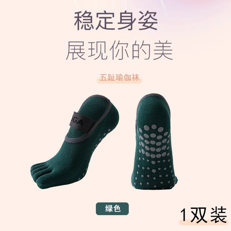 Women's Five Finger Yoga Socks Professional Anti-Slip Sweat-Wicking Floor Socks Indoor Dance Practice Socks Pilates Sock
