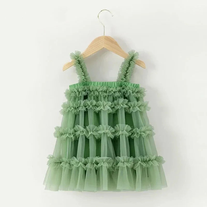 Toddler Baby Girls Kids Clothes Summer Dress Tutu Ball Gown Princess Dresses Holiday Party Casual Tulle Dress for Girls Vestido