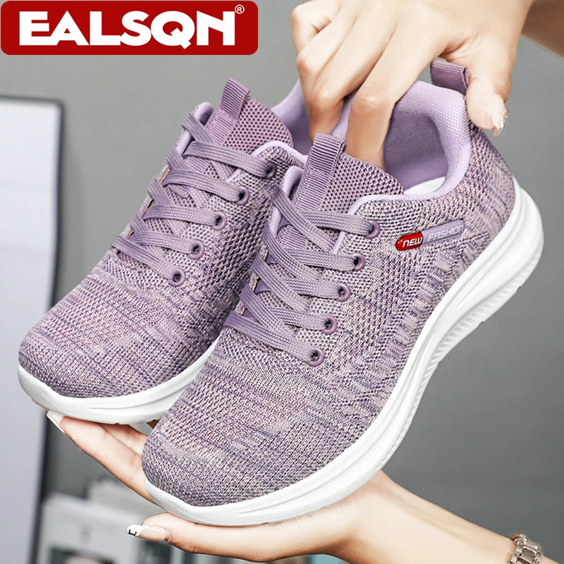 Women's Sports Casual Shoes Mesh Lightweight Soft Sole Jogging Breathable Fashion Flat Walking Shoes