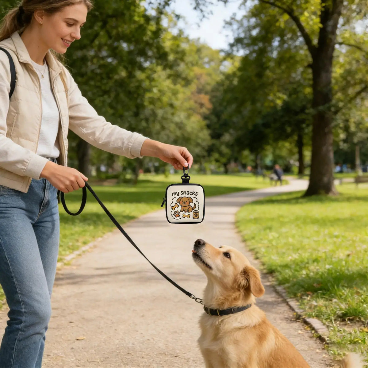 Portable Dog Treat Pouch Pet Training Food Storage Dispenser Multi-Purpose Snack Pouch for Outdoor Walking Camping Pet Owners