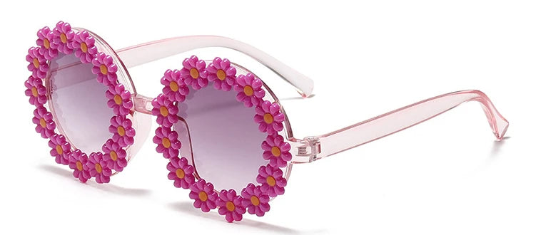 Kids Sunglasses Children Round Flower Sunglasses Girls Boys Baby Shades Glasses UV400 Outdoor Sun Protection Eyewear