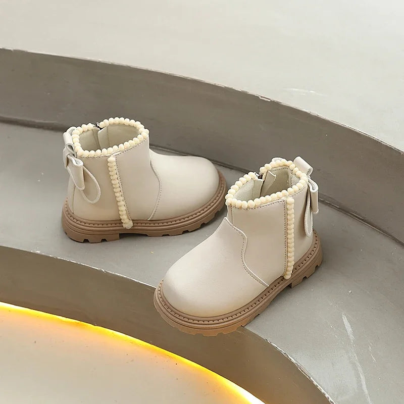 New Kids' Ankle Boots Fashion Spring Autumn Girls Short Leather Boots Elegant Princess Catwalk Children's Casual Platform Boots