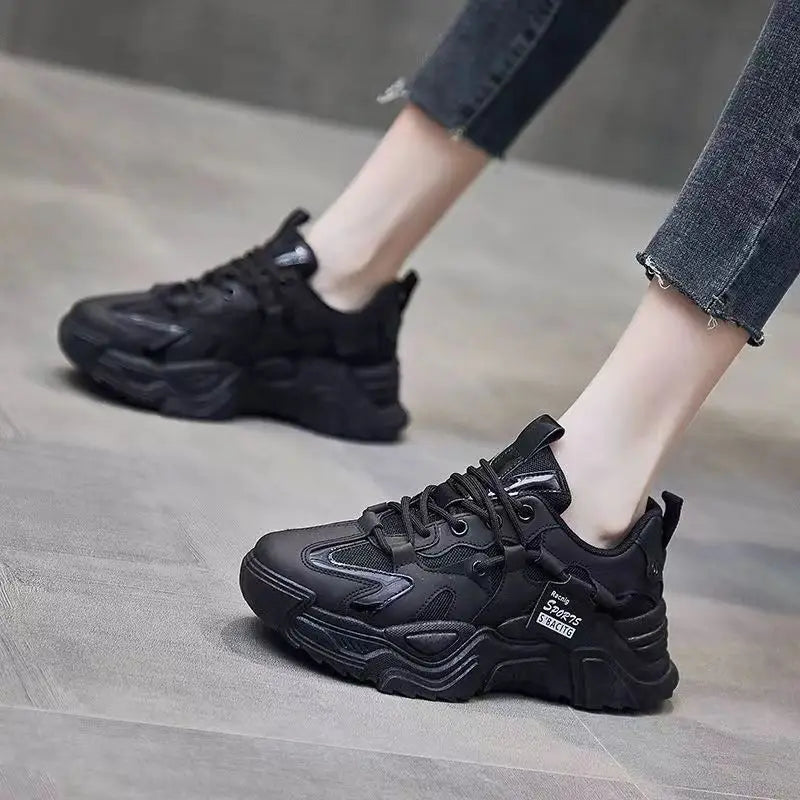 2026 Platform Sneakers for Women Spring Autumn New Chunky Platform Women Sports Shoes Fashion Thick Bottom PU Leather Sneakers