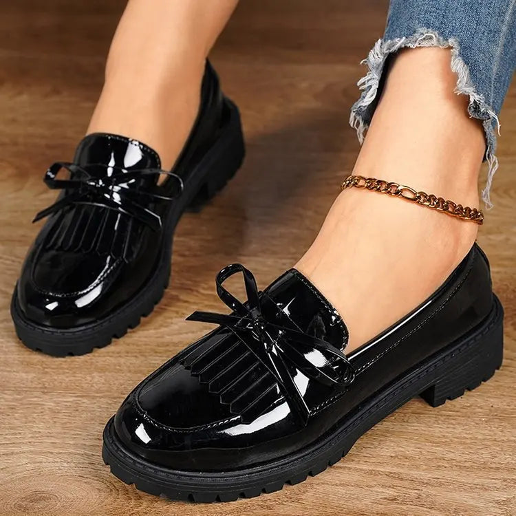Loafers for Women Platform PU Leather Casual Shoes Woman Spring New Comfort Tassel Slip on Flats Single-shoe Plus Size 2026