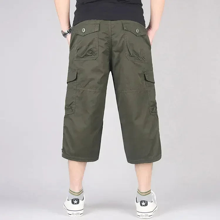 Customizable Summer Loose Cropped Pants Men's Casual Streetwear Short Trousers pantalon homme Man Outwear Cargo Joggers Pants