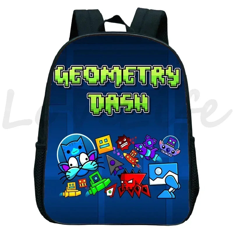 Children Backpack Anime Small Bookbag Kids Cartoon School Bags  Angry Geometry Dash Kindergarten Backpacks Boys Girls Rucksack