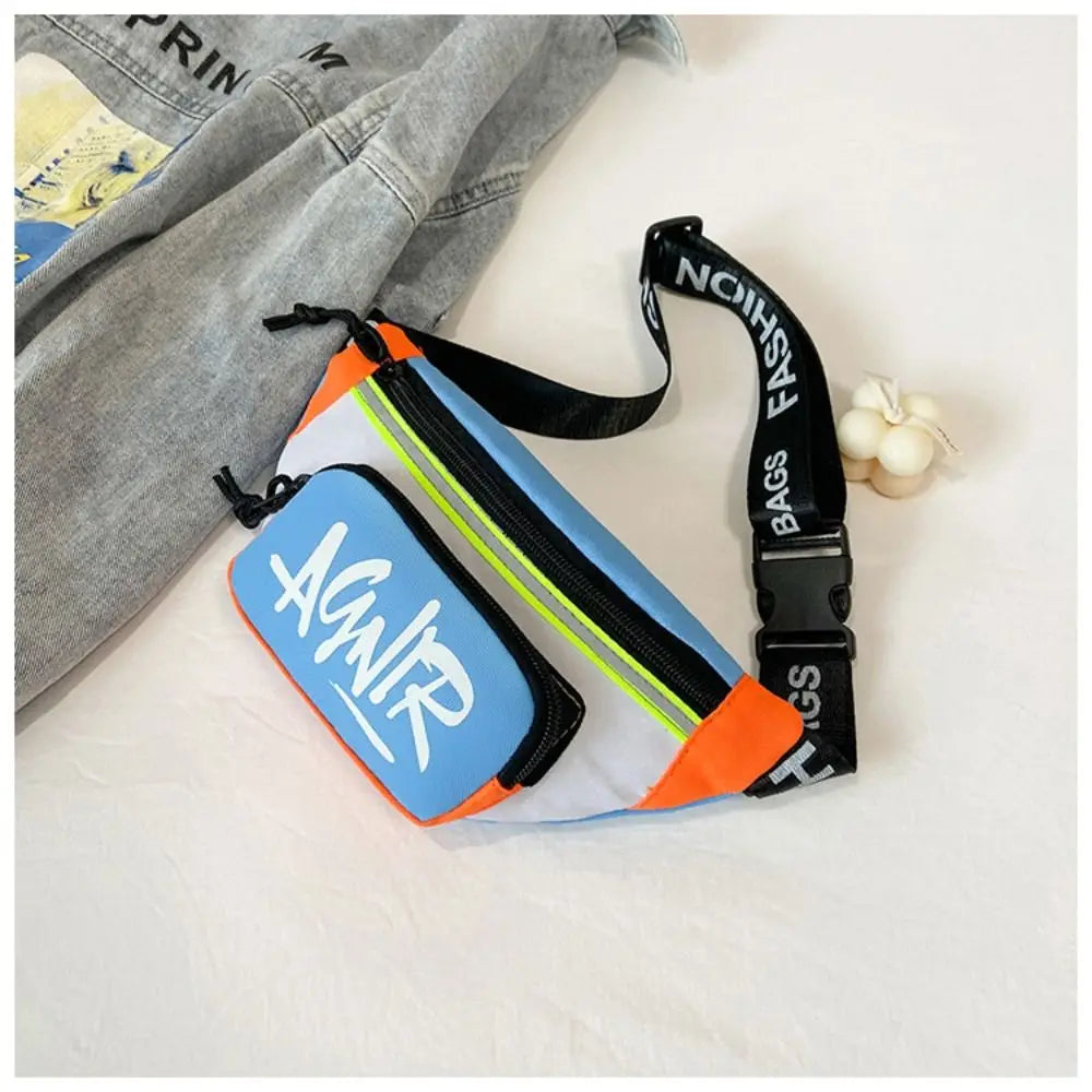 Children Mini Waist Bags Oxford Cute Letter Girls Boys Banana Bag Fashion Fanny Pack Kids Shoulder Crossbody Chest Belt Bags