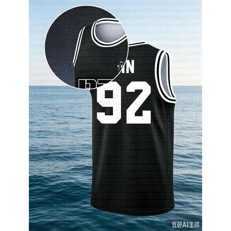 Men Kid Jersey Black Mesh Sleeveless Basketball Style Tank Fan Merch Casual Sport Streetwear Outfit