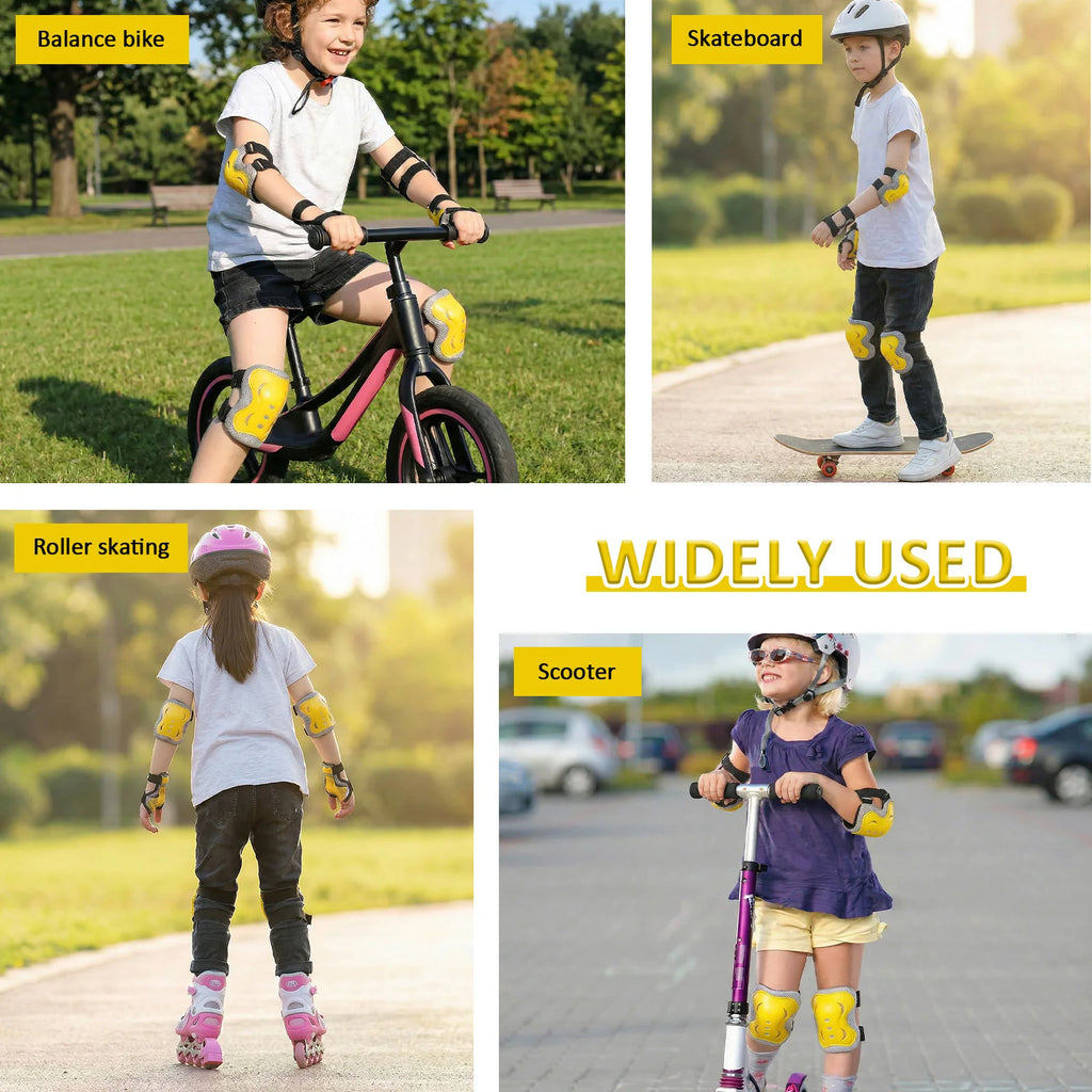 6Pcs Kids Knee Pads and Elbow Pads Wrist Guards Protective Gear Set for Bike Bicycle Cycling Skateboard Skating Sports Scooter