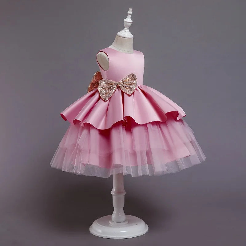 Kids Dress for Girls Christmas New Year Princess Party Prom Dresses Children Wedding Evening Bowknot Gown 1-5 Years Vestidos