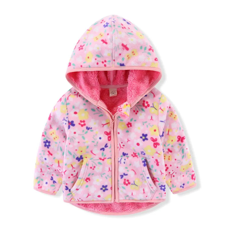 Boys Girls Autumn Winter Hooded Jacket Toddler Long Sleeve Zipper Outwear with Print Costume Baby Clothing New Arrivals
