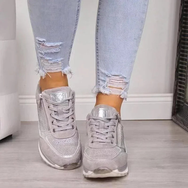 New Women's Wedge Sneakers Lightweight Womens Vulcanized Shoes Breathable Shoes Female Shoes Wear-resistant Zapatillas De Mujer