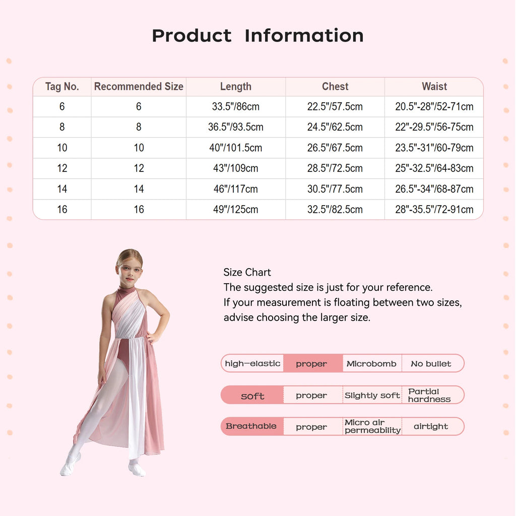 Kids Girl Lyrical Dance Dress Mesh Split Gymnastics Leotard with Skirt Modern Contemporary Dance Costume Worship Praise Dress