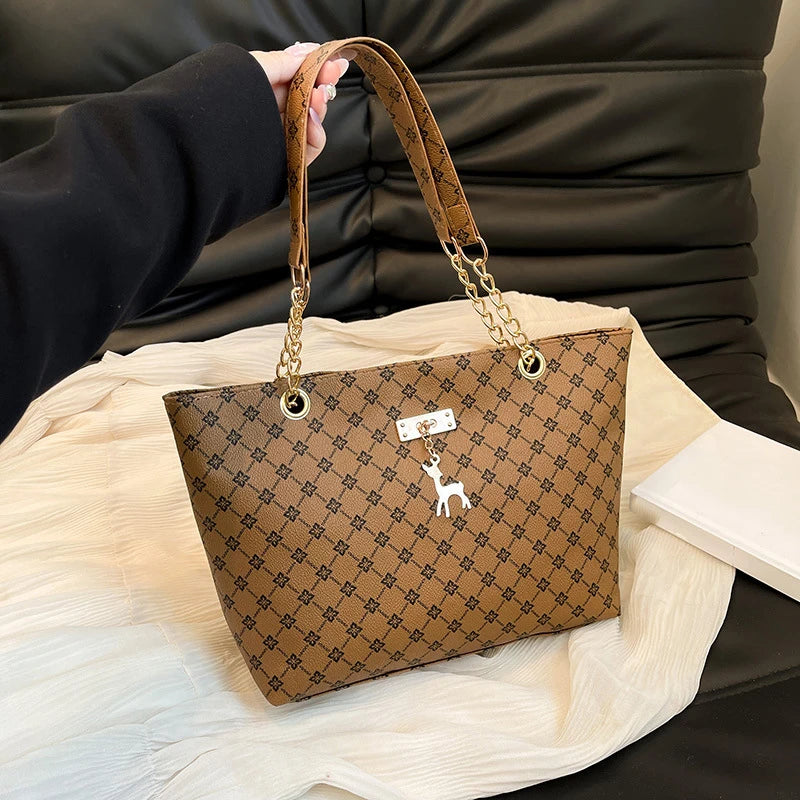 2024 Autumn and Winter New Presbyopic Handbag Shoulder Bag Large Capacity Tote Bag Women's Bag