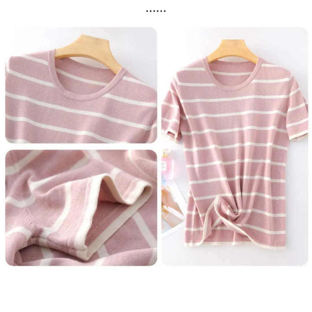 WinvyNee Summer Women 100% Cotton Striped T Shirt Women Clother Tops Short Sleeve O neck Sweater Casual Basic Pullover A1092006