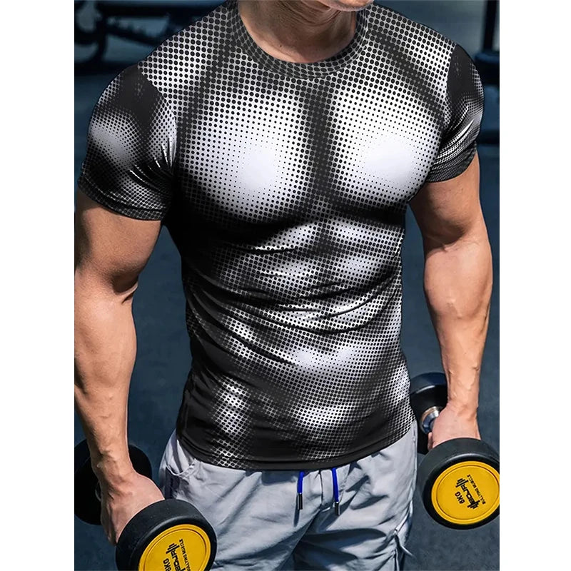 New Fashion Cosplay Muscular Man 3d Printed T-shirt Men's Summer Casual Short Sleeve Tough Guy Print Funny T Shirts Fitness GYM