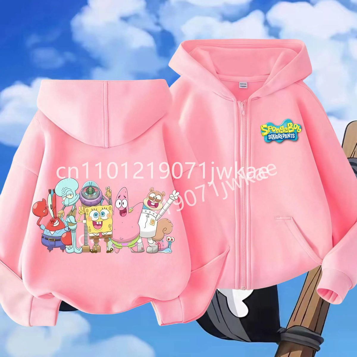 Hoodies Coat SpongeBob SquarePants Children Gifts Zipper Style Girls Boys Age 3-12 Kids Fashion Black Pink Fashion Sweatshirt