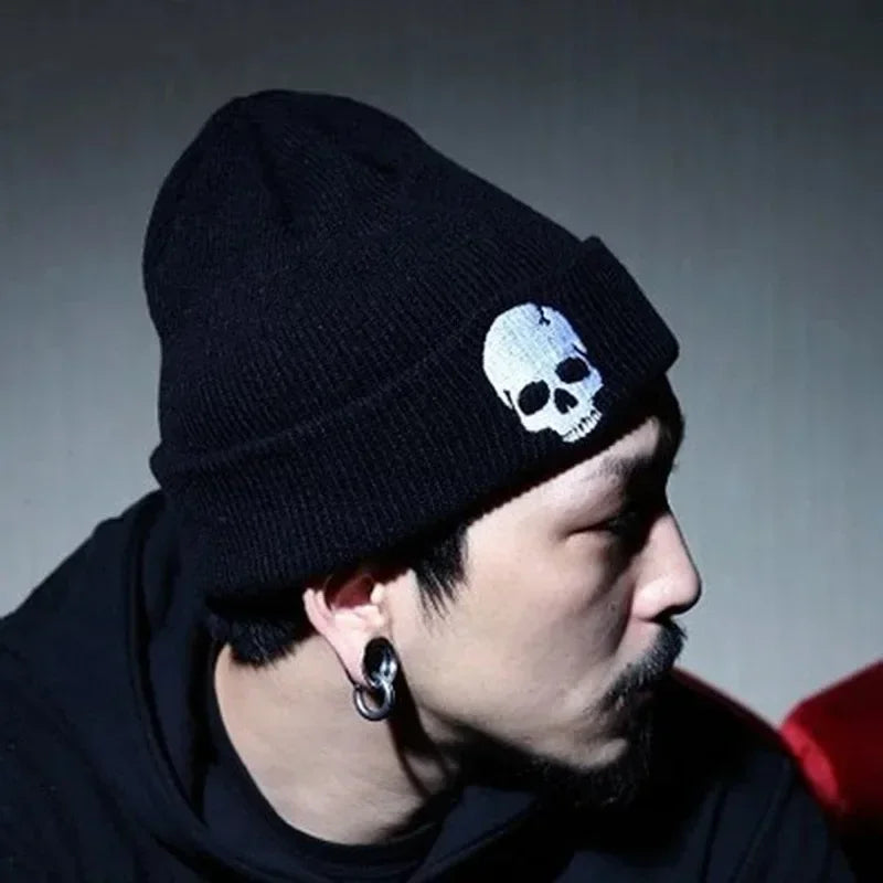 Autumn And Winter Women Cotton Wool Hat Personality Skeleton Knitting Hats Men And Women Keep Warm Hip-hop Skull Cap