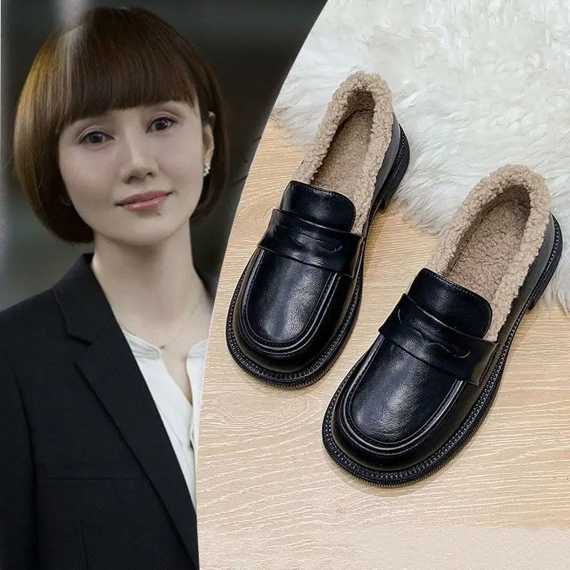 Woman Pumps Cute Black Loafers Low Heel Elegant Shoes For Women Luxury Leather Casual Kawaii Social Premium Fashion Offer