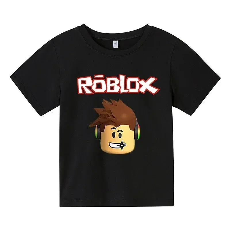2025 Roblox kid T-shirt Boys Game Sports Cotton T-shirt Child Cartoon Short sleeve top Casual Street Harajuku Clothes