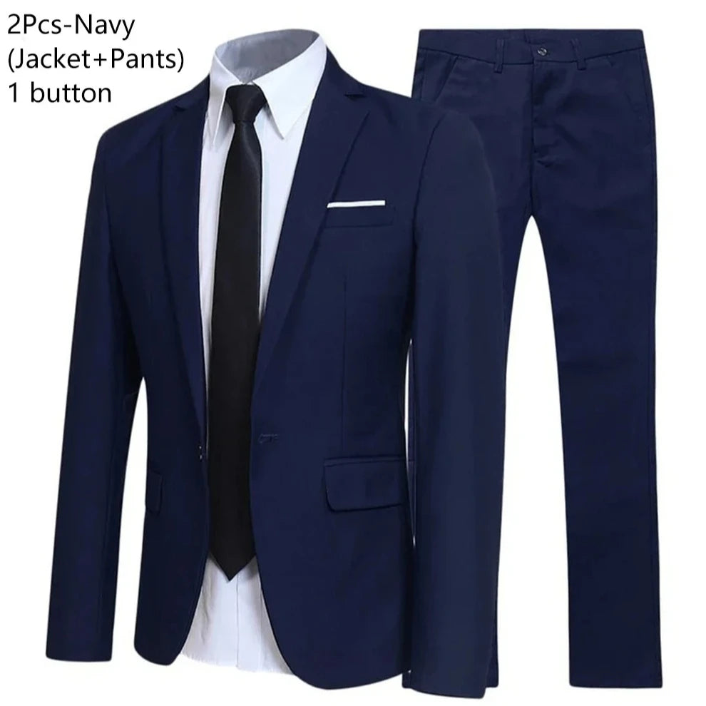 Men Suits Set  2 Pieces Jackets Pants For Wedding Elegant Slim Fit Blazers Formal Outfit Fashion Classic Full 2025 Costume
