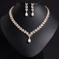 Luxury Bridal Jewelry Set For Women Zirconia Pearl Pendant Necklace Earring Set For Wedding Party Bride Necklace Set Accessories