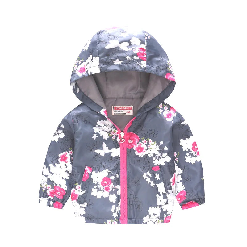 2023 Kids Clothes Boys Jackets Children Hooded Zipper Windbreaker Baby Fashion Print Coat Infant Waterproof Hoodies For Girls