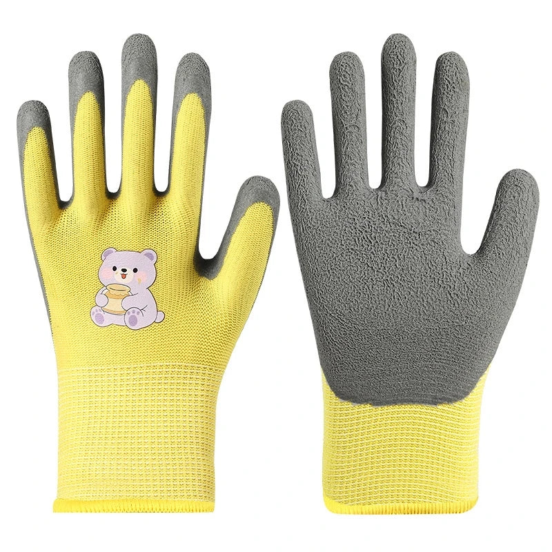 Kids Gardening Yard Work Gloves Children Grippy Rubber Coated Garden Safety Gloves for Toddlers Youth Girls Boys Outdoor Playing