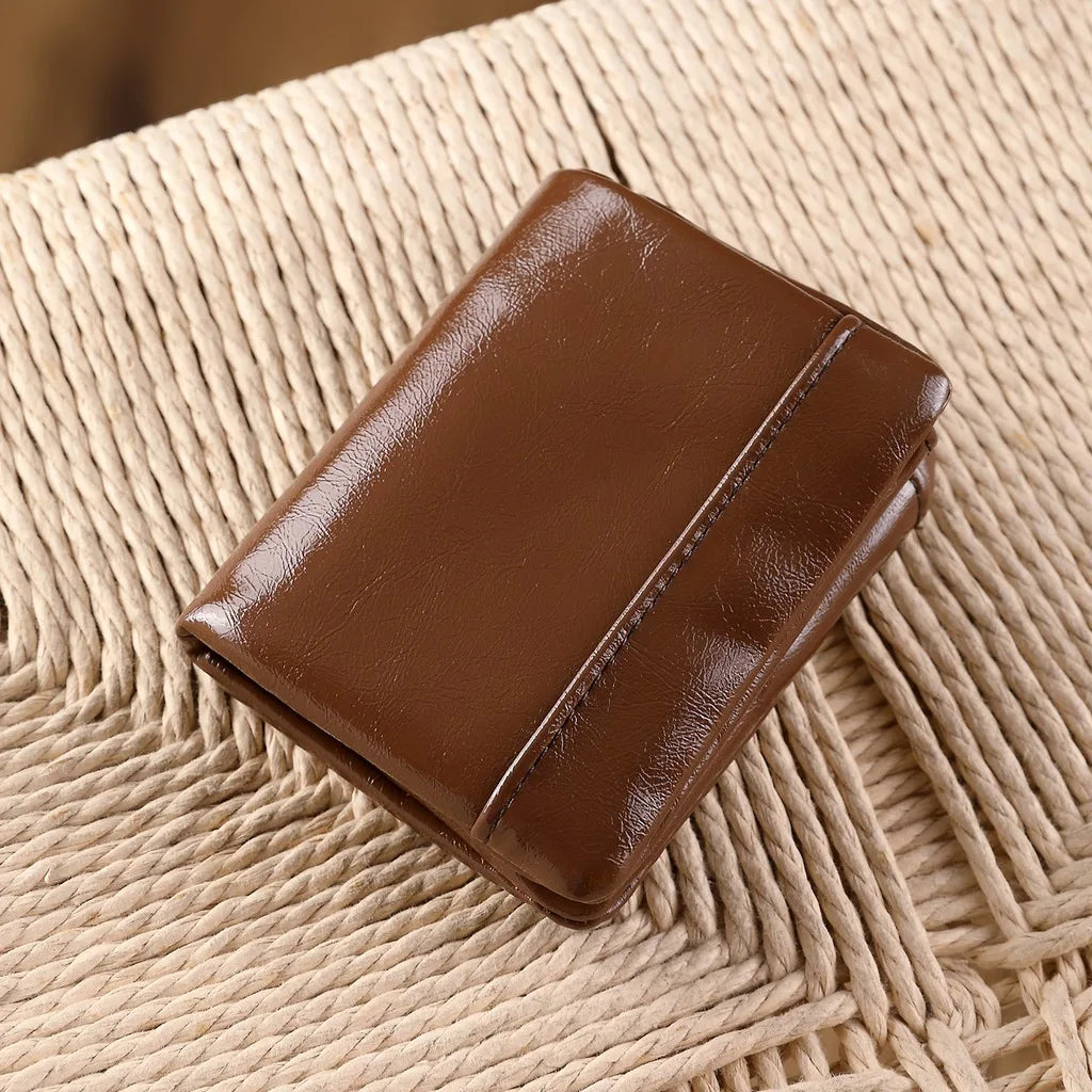 Men Wallet Short PU Leather Trifold Card Holder Vintage Male Purse with ID Window Cash Pocket Slim Casual Money Clip Billfold