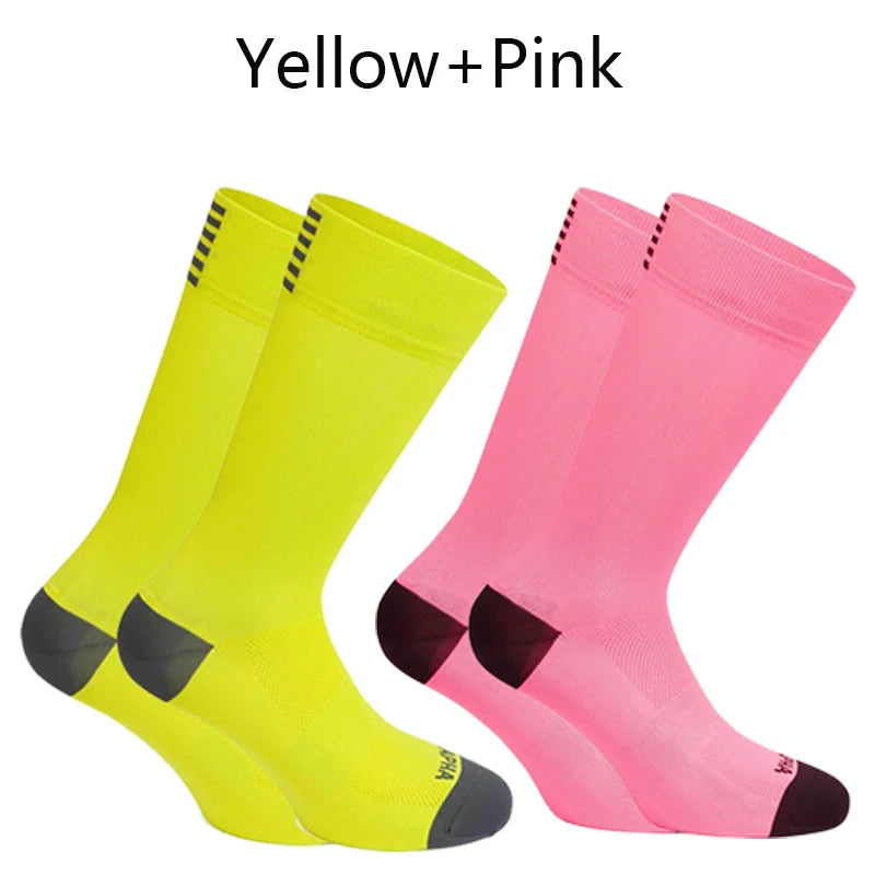 2 Pairs Cycling Socks Men Mesh Breathable High Quality Professional Competition Brand Sport Running Socks Road Bicycle Socks