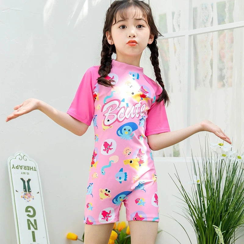 Children's swimsuits boys and girls' one-piece quick drying swimsuits small medium and large children's new girls' swimsuits