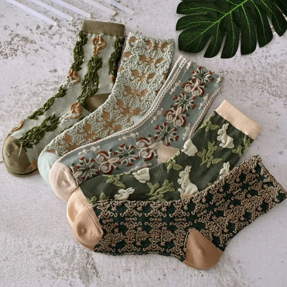 Classical Women's Socks Flowers Dress Socks Girl's Famale Cute Socks Spring And Autumn Socks Socks for Women Fashion Cute Socks