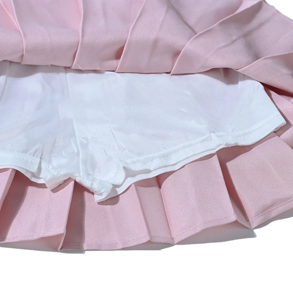Children Summer Skirts With Shorts Kids A Line High Waist Mini Dress Girls Black White Red Pleated Skirt Student Uniform Skirts