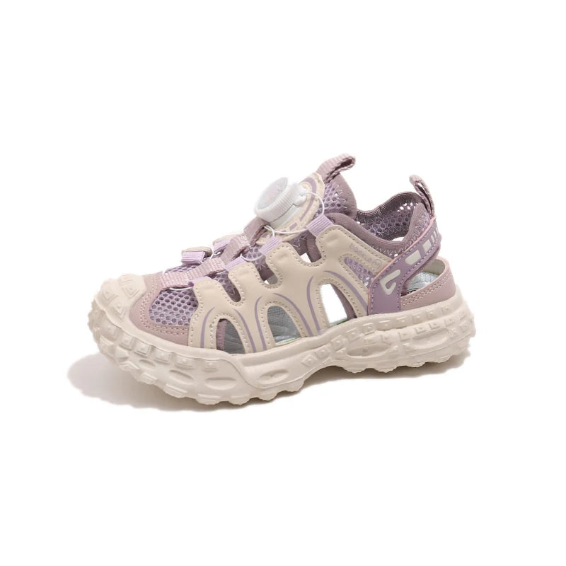 Children's Sports Sandals 3-18 Years Old Blue Hollow Breathable Boys Girls Casual Shoes Light Purple Soft Non-slip Kids Sneakers