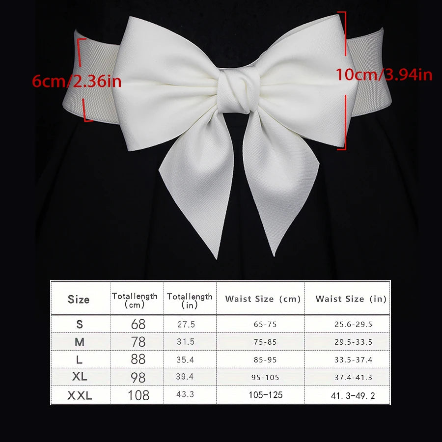 Women Stretch Waist Belt Straps Elegant Wide Side Waistband Large Bow Elastic Belts For Girls Dress Coat Cummerbunds Corset