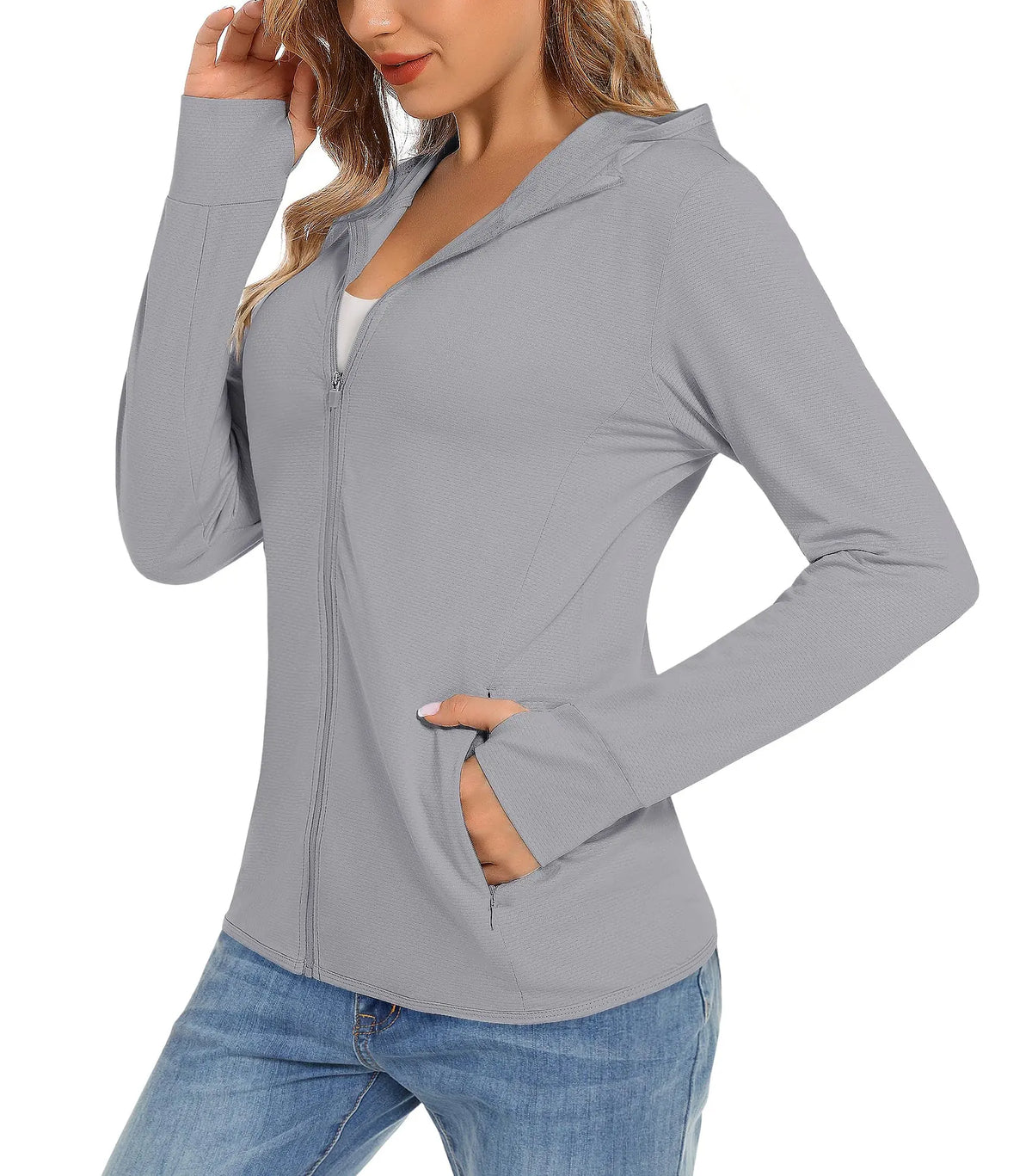 TACVASEN Summer Full Zip UPF50+ Sun Protection Hoodies Jackets Womens Long Sleeve Casual Shirt Hooded Jacket Hiking Running Tops