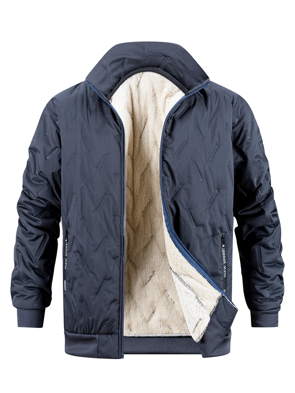 Winter Thickened Cotton Jacket Men's Zipper Stand Collar Coat Windproof Waterproof Stand Collar Coat Casual Loose-Fit Outerwear
