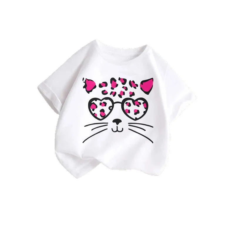 Summer's New Stylish and Fashionable Short-sleeved T-shirts for Boys and Girls, Round-neck Short-sleeved Children's Clothing