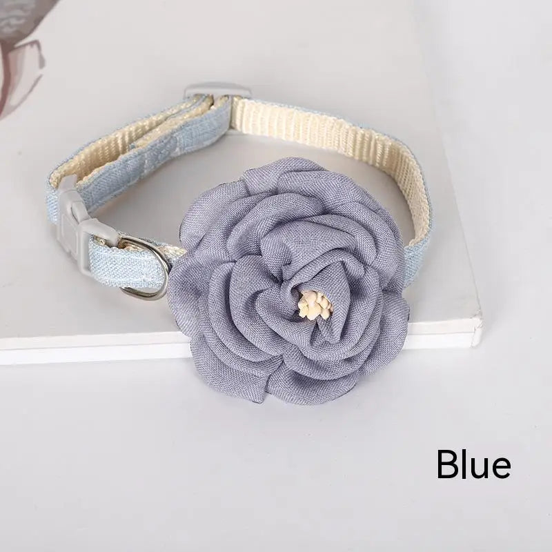 Pet Collars New Pet Camellia Flower Cat Collars Cute Princess's Birthday Adjustable Pet Dressing Tool Pet Accessories Supplies