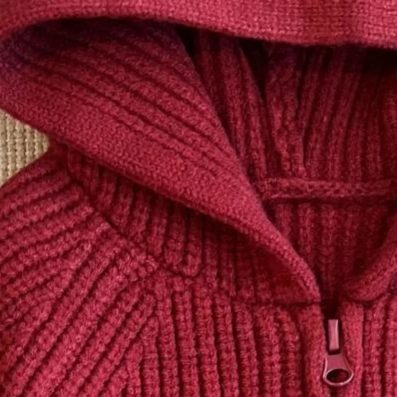 Childrens Sweater Christmas Trendy Kids Girls Knitted Cardigan Jacket Autumn Winter Boys Hooded Zipper Sweater Coat