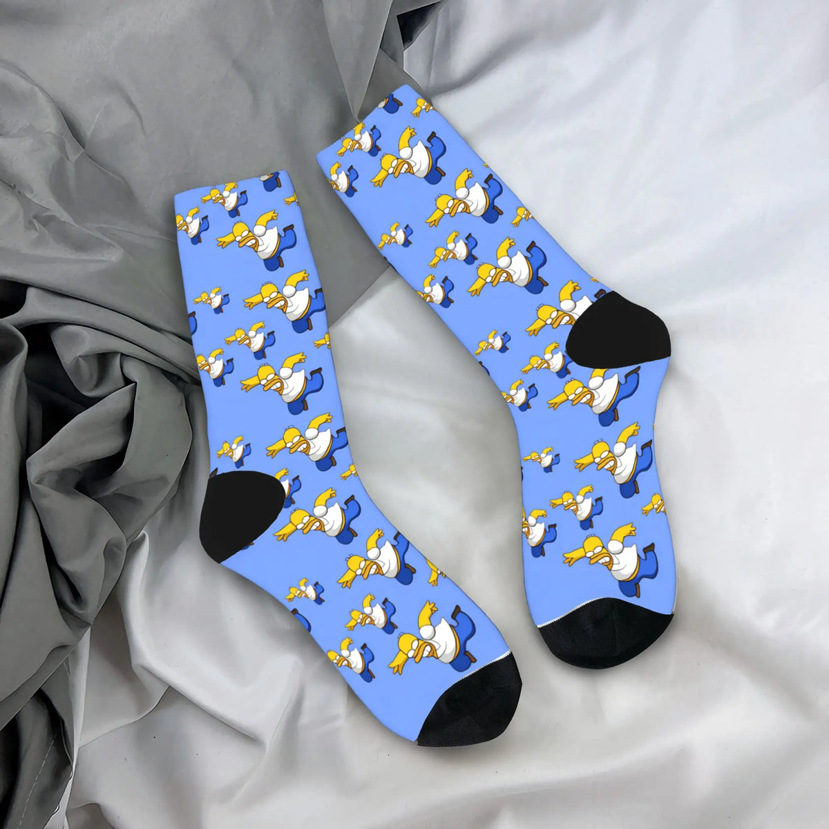 Homer S-Simpsons And Friends Meme Stockings Novelty Socks Unisex Men Breathable Socks Autumn Running Pattern Anti Socks Gift