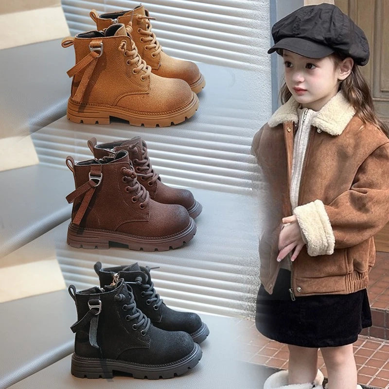 Kids Riding Boots for Boys Girls 2025 New Autumn Winter Kids Thermal Boots Breathable Lining Retro Outdoor Moutain Hiking Boots