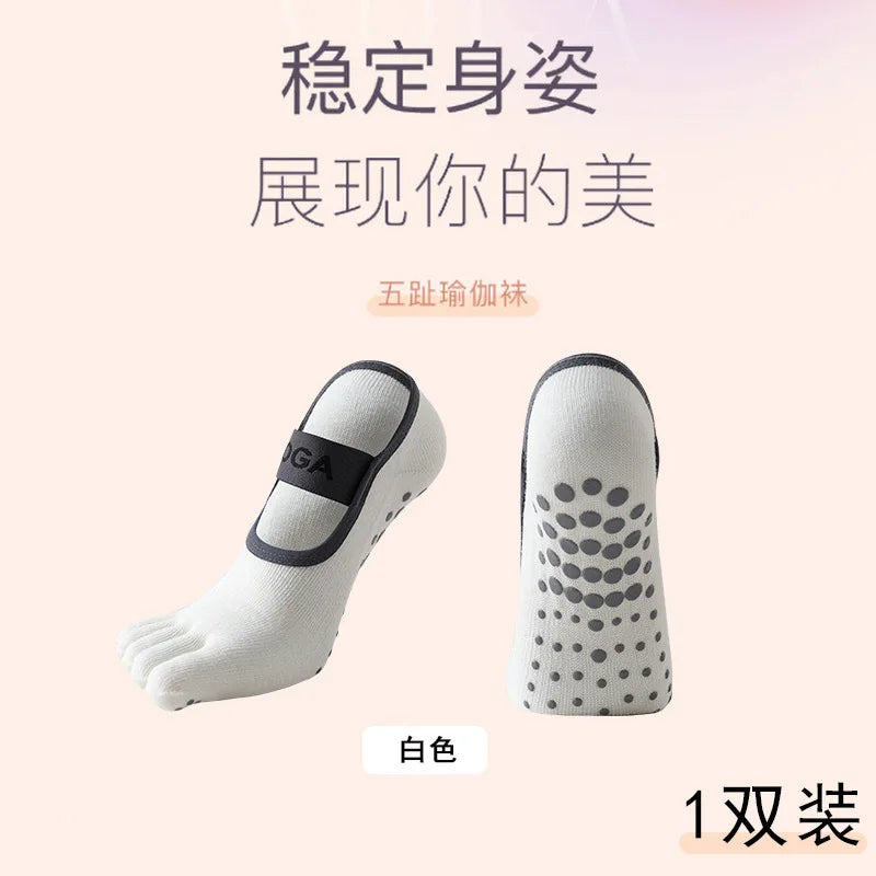 Women's Five Finger Yoga Socks Professional Anti-Slip Sweat-Wicking Floor Socks Indoor Dance Practice Socks Pilates Sock